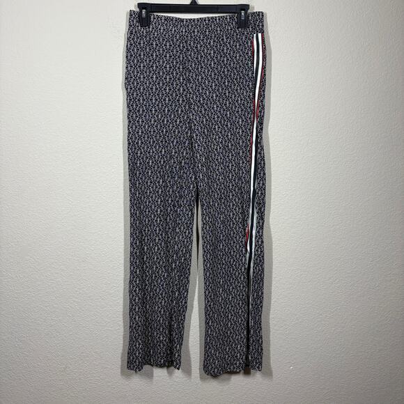 Grey State Womens XS Ulla Printed Pants Tile Print Navy Cotton Linen Elastic - Picture 1 of 10